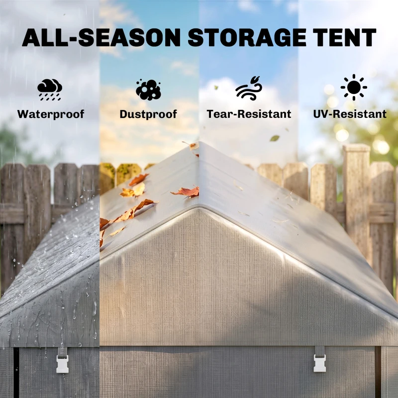Outsunny 4 x 6ft Outdoor Storage Shed Tent, Portable Shed with Roll-up Door for Motorcycle, Bike, Garden Tools