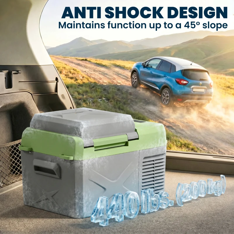 Outsunny 12 Volt Car Refrigerator, 12QT Car Fridge Electric Cooler, 12/24V DC and 110-240V AC, -4℉~68℉, Portable Refrigerator