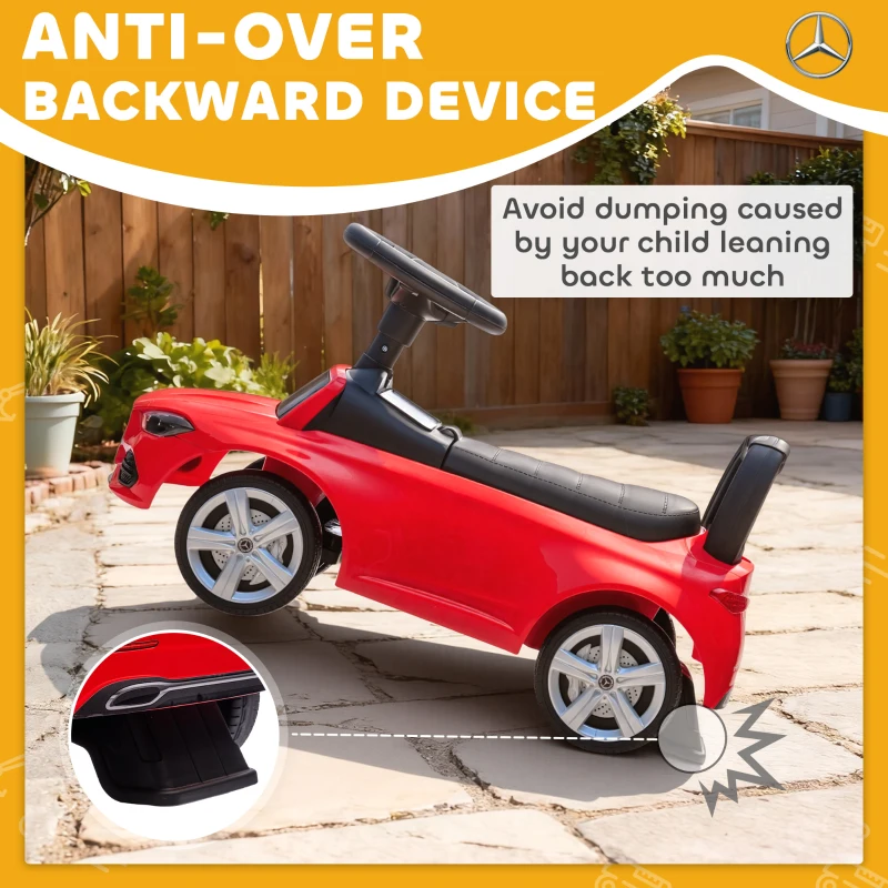 Qaba Mercedes-Benz C-Class Licensed Kids Ride On Car, Foot-to-Floor Toy with Anti-Tip Design, Horn & Start Sound, Red