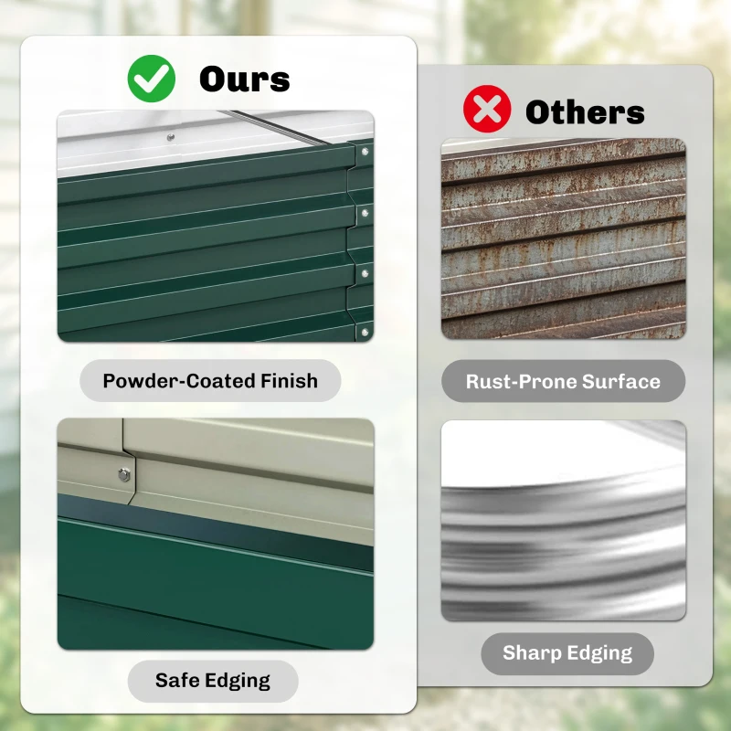 Outsunny Galvanized Raised Garden Bed, Outdoor Planter Box for Vegetables, Flowers, Herbs, 4' x 2' x 1', Dark Green