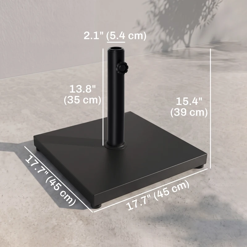 Outsunny 40 lbs Steel Square Umbrella Base Stand w/ Adjustable Knob Parasol Stand Garden Patio Outdoor Home, Black
