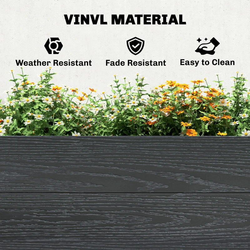 Outsunny Vinyl Raised Garden Bed Kit, 3 x 3 x 1ft Elevated Garden Box with Open Bottom, Screwless Outdoor Planter Box