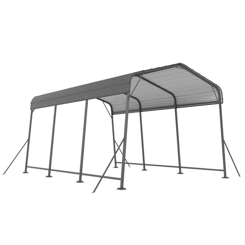 Outsunny 11 x 15FT Metal Carport, Heavy-Duty Carport Canopy with Reinforced Frame & Galvanized Steel Roof, Dark Grey