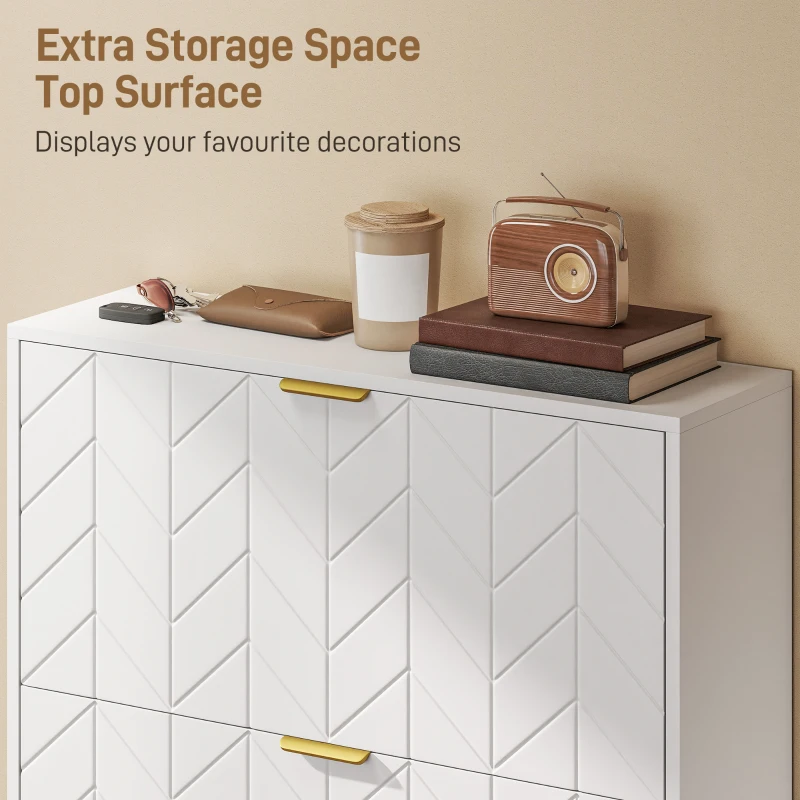 HOMCOM Shoe Cabinet with 3 Flip Drawers, Modern Narrow Shoe Storage Cabinet with Adjustable Shelves, White