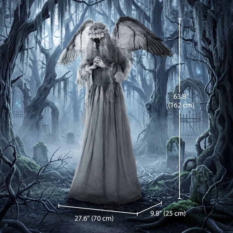 HOMCOM Halloween Animated Standing Crying Angel Decoration with Sound and Touch Activated