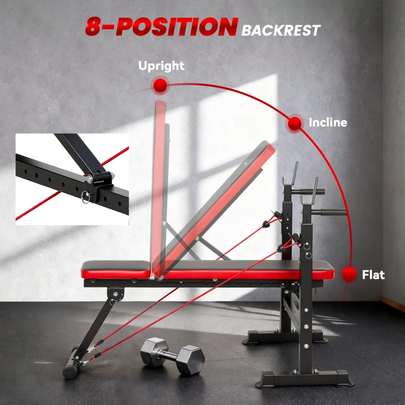 Soozier Adjustable Weight Bench with Squat Rack, Incline Flat Bench Press with Barbell Rack for Home Gym, 660 lbs Capacity