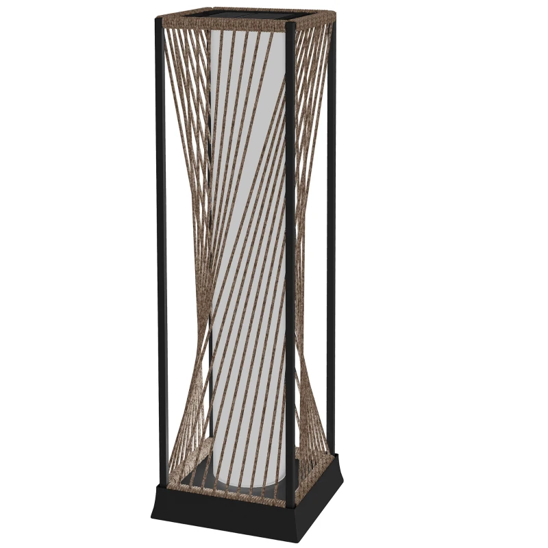Outsunny Rattan Solar Floor Lamp, Decorative Outdoor Lamp with Auto On/Off LED Lights, IP44 for Patio, Porch, Pathway, Brown