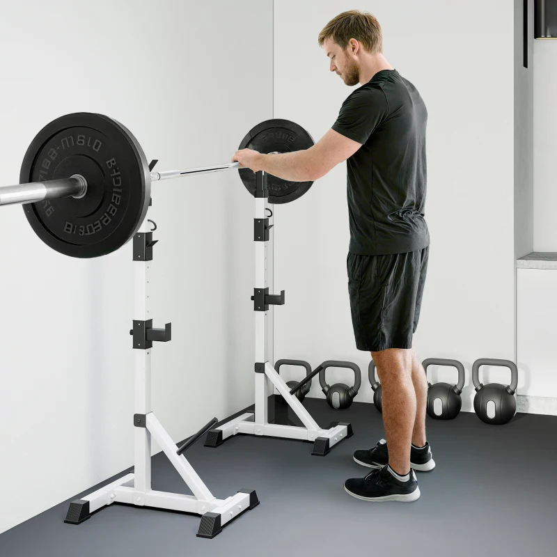 Soozier 2-Piece Barbell Rack, 53.5"-69.3" Height Adjustable Squat Rack Bench Press Rack, 440LBS Capacity