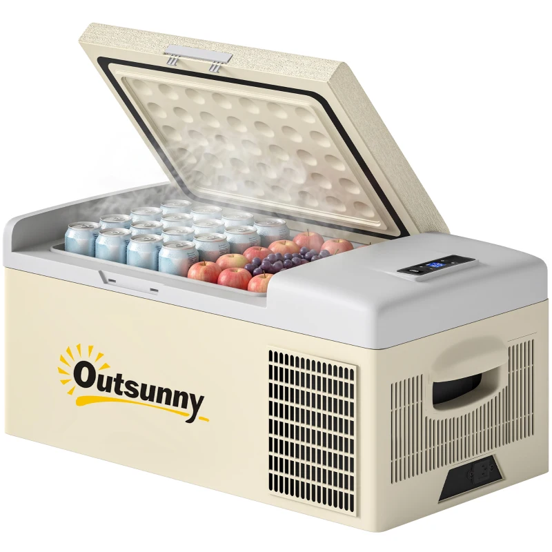 Outsunny 12 Volt Car Refrigerator, 17QT Car Fridge Electric Cooler, 12/24V DC and 100-240V AC, -4℉-50℉, Portable Refrigerator