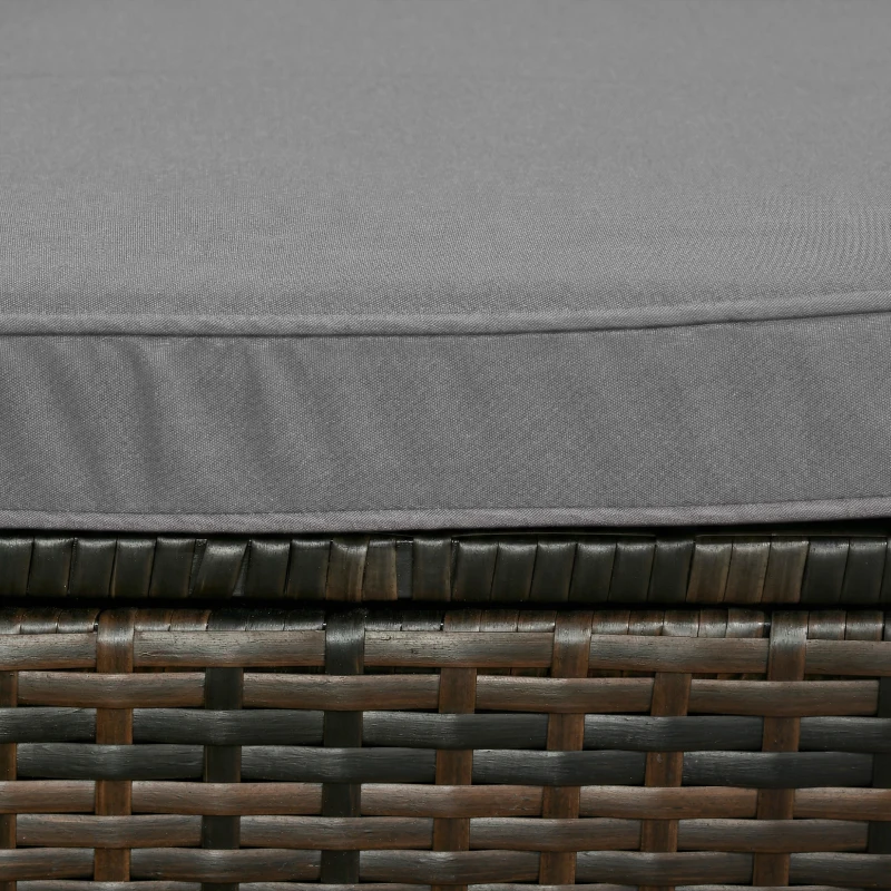 Outsunny 3 Pieces Patio Furniture Set with Cushions, Outdoor PE Rattan Wicker Conversation Corner Sofa Set with Glass Top Table