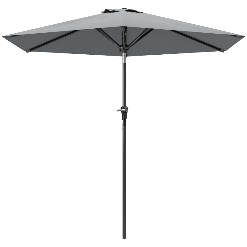 Outsunny Patio Sun Umbrella, Outdoor Parasol with 6 Ribs, Light Grey