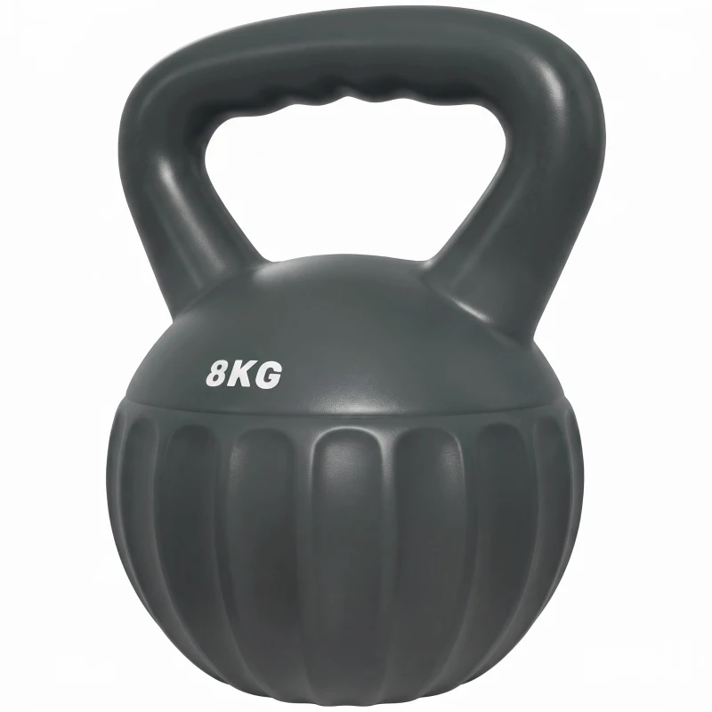 Soozier Kettlebell, 18 lbs Kettle Bell with Non-Slip Handle for Home Gym, Weight Lifting and Strength Training, Grey