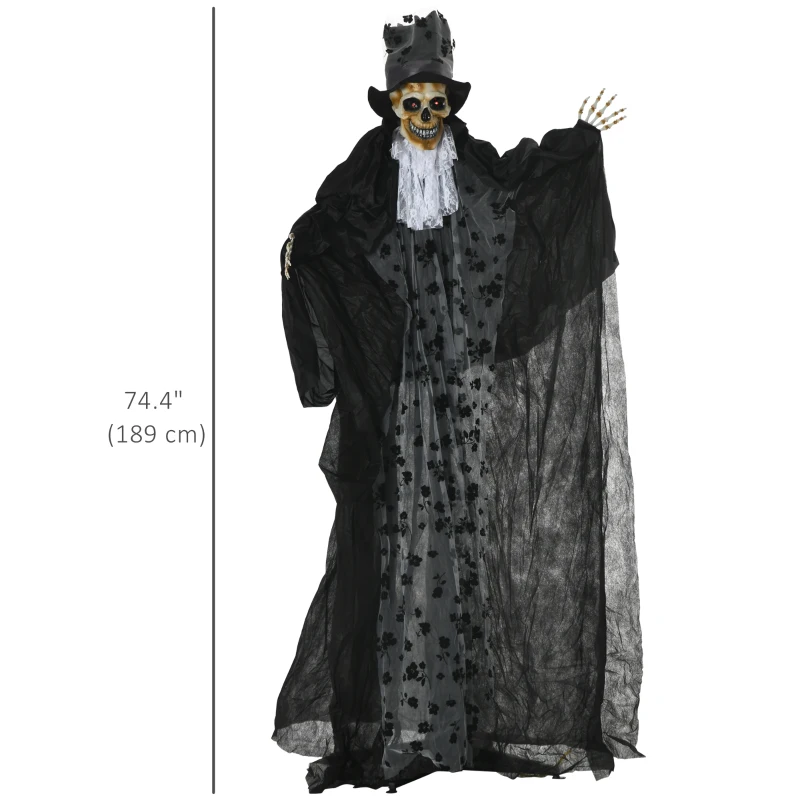 Outsunny 6FT Life Size Halloween Animatronics, Animated Grim Reaper Groom with Sound Motion Activated & Light Up Eyes