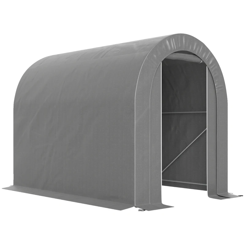 Outsunny 5' x 8' Outdoor Storage Shed, Heavy Duty Galvanized Steel Portable Shed for Bike, Motorcycle, Garden Tools, Light Grey