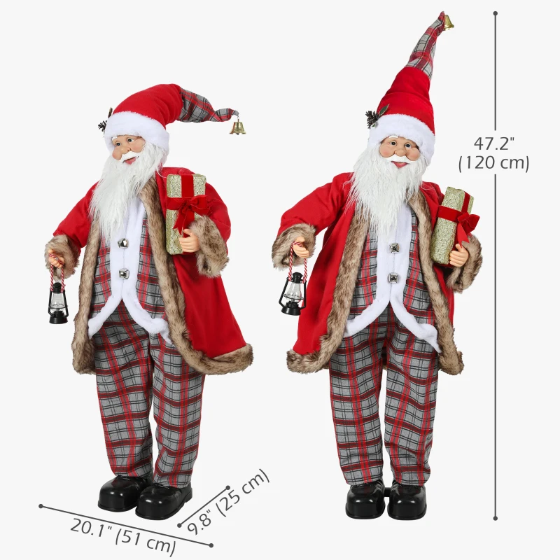HOMCOM Life Size Singing and Dancing Santa Claus, Standing Animated Santa Claus with Posable Arms, Lantern, Sound Activated