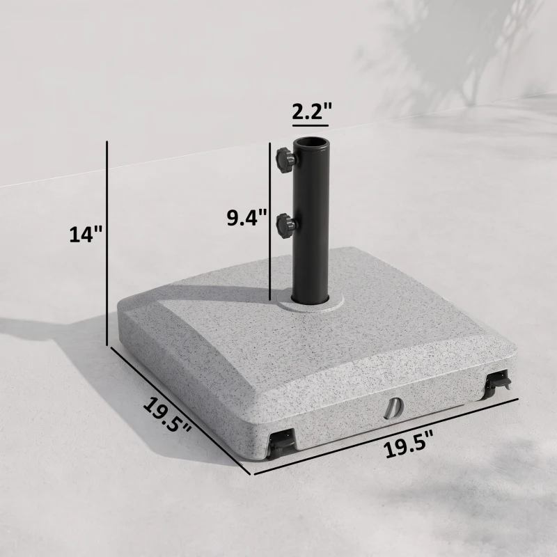 Outsunny Patio Umbrella Base with Wheels, 53lbs Water or 66lbs Sand Filled, Heavy Duty Outdoor Umbrella Stand Holder, Gray