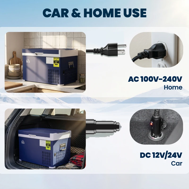 HOMCOM Dual Zone Car Fridge, 32 Quart Portable Fridge, 12/24V DC and 100V-240V AC, for Campervan RV Boat Travel Use, -4℉-68℉