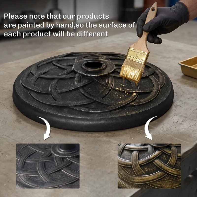 Outsunny 42 lbs Resin Round Market Umbrella Base Holder 22" Decorative Parasol Stand for Patio, Outdoor, Backyard, Bronze