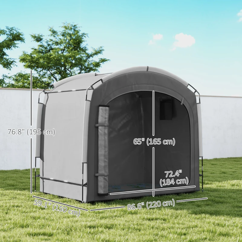 Outsunny Bike Storage Shed Tent, Portable and Waterproof with 210D Oxford Fabric and Carry Bag for 3-4 Bicycles, Dark Grey