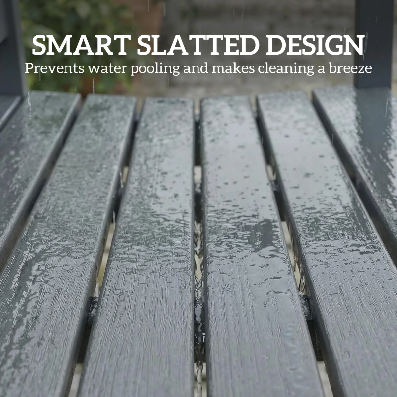 Outsunny Outdoor Bench, HDPE Weatherproof Garden Bench, 2-Person Garden Seating with Slatted Seat