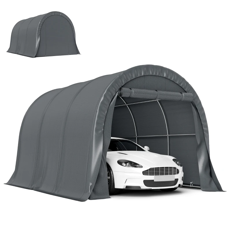 Outsunny 10' x 15' Heavy Duty Carport, Portable Garage Car Canopy Tent Shelter with Reinforced Galvanized Frame, Dark Grey