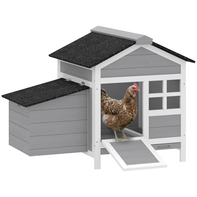 PawHut Wooden Chicken Coop with Nesting Box, Pull-out Metal Tray, for 1-2 Chickens, 36" x 25" x 27"