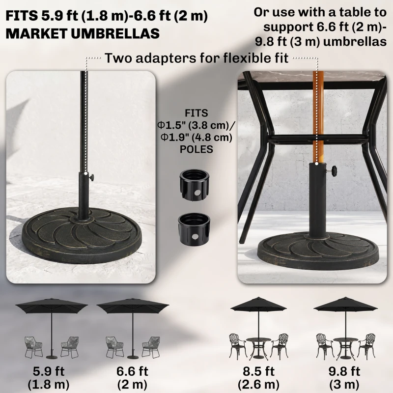 Outsunny 40 lb Heavy Duty Patio Umbrella Base, 21" Round Resin Market Umbrella Stand for Outdoor, Garden, Backyard, Bronze