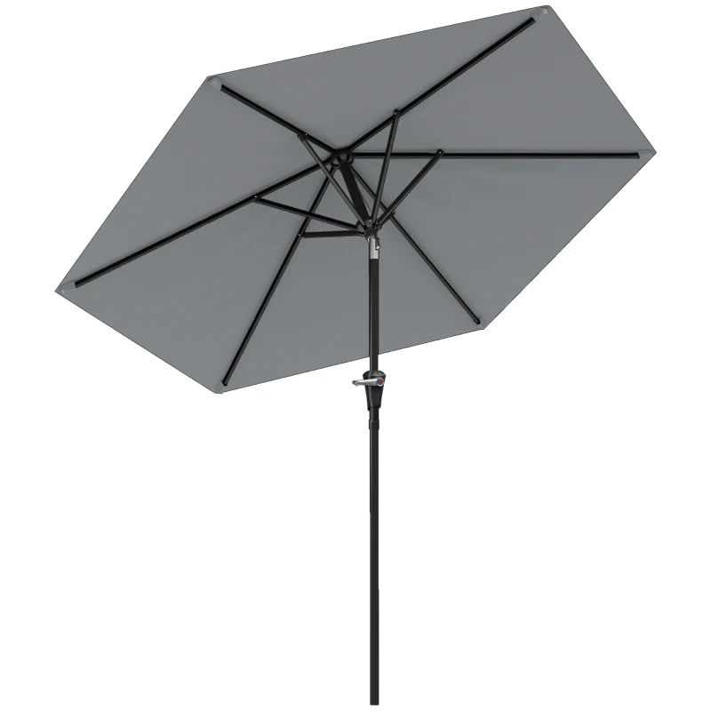 Outsunny Patio Sun Umbrella, Outdoor Parasol with 6 Ribs, Light Grey