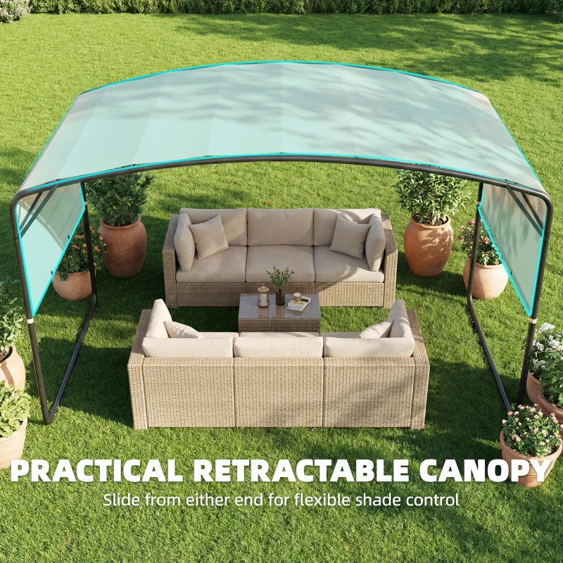 Outsunny 10' x 13' Retractable Pergola Canopy, Outdoor Metal Pergola Gazebo Sun Shade Shelter with Steel Frame, Khaki