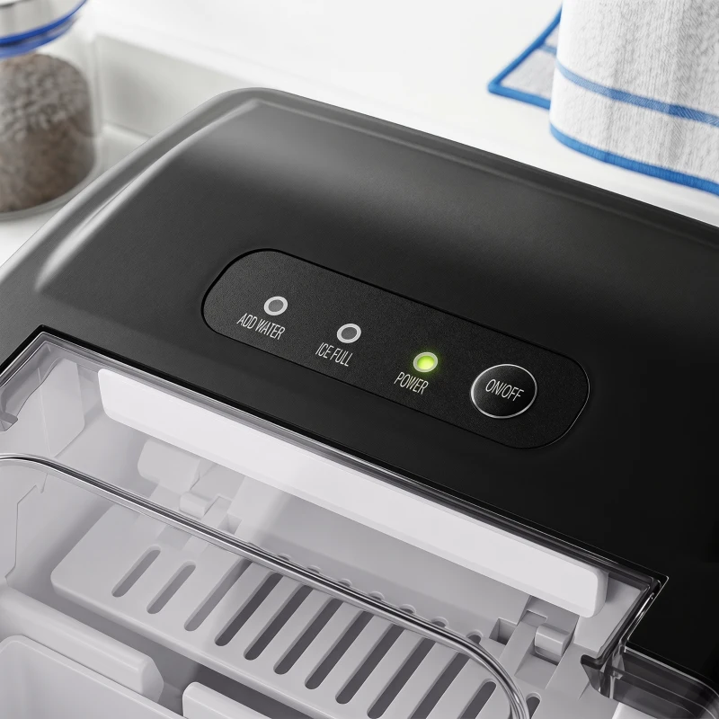 HOMCOM Portable Ice Maker Countertop with Handle, Self Cleaning Ice Maker Machine with Scoop and Basket, 26lbs/24Hrs, Black