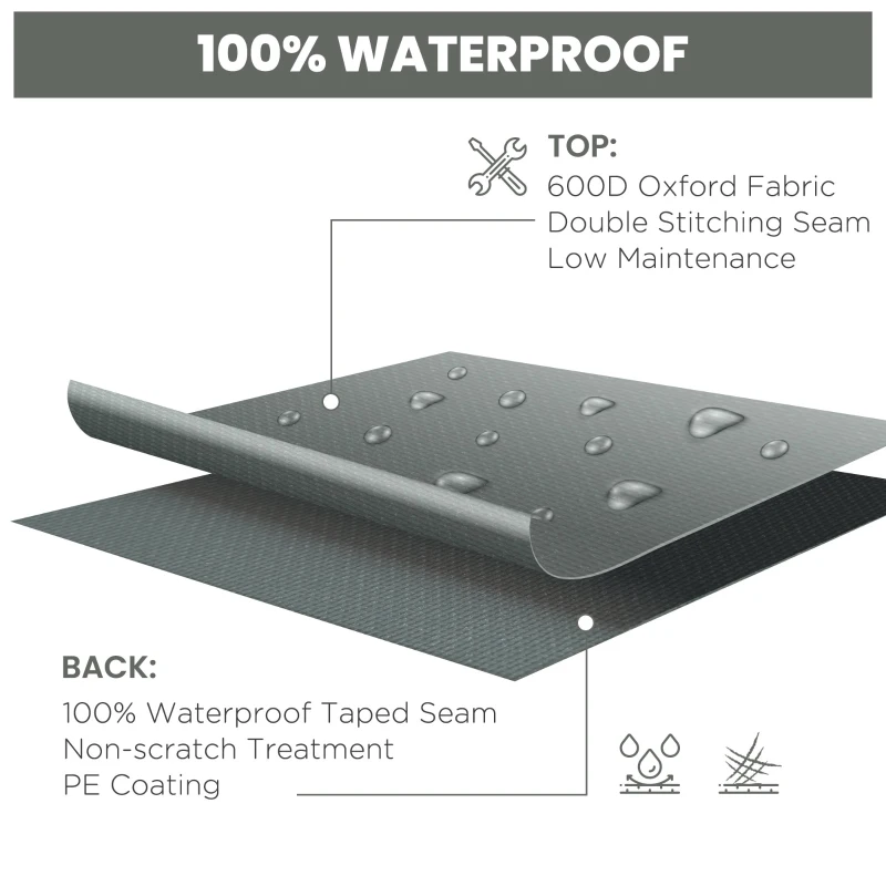 Outsunny Patio Furniture Covers, Waterproof, Windproof Anti-UV 600D Heavy Duty Oxford Fabric Outdoor Furniture Cover for Dining Table Chair Set, 108" x 80" x 35", Charcoal Grey