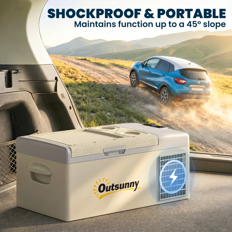 Outsunny 12 Volt Car Refrigerator, 17QT Car Fridge Electric Cooler, 12/24V DC and 100-240V AC, -4℉-50℉, Portable Refrigerator