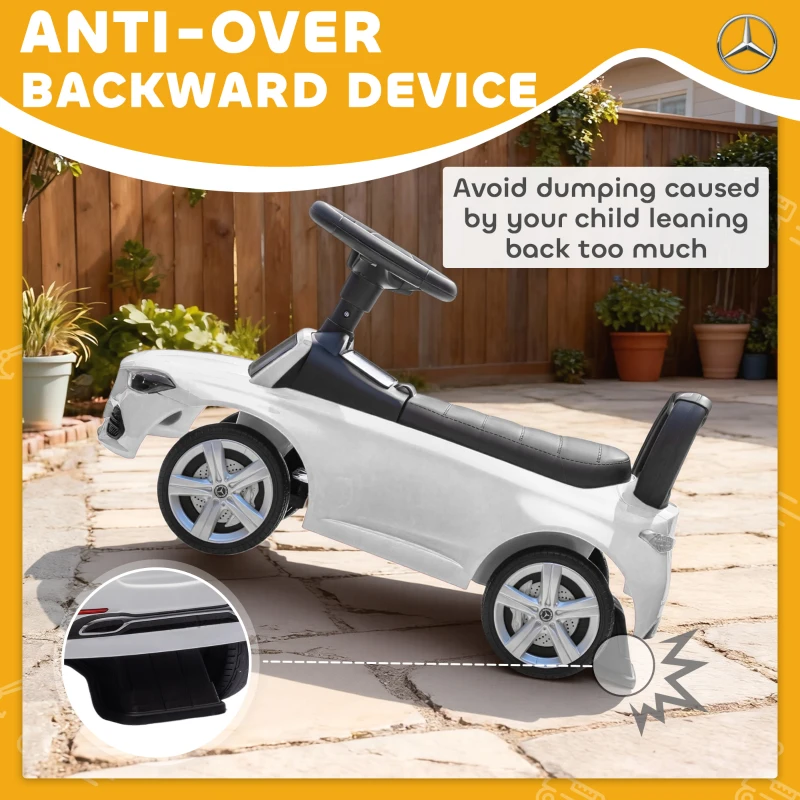 Qaba Mercedes-Benz C-Class Licensed Kids Ride On Car, Foot-to-Floor Toy with Anti-Tip Design, Horn & Start Sound, White