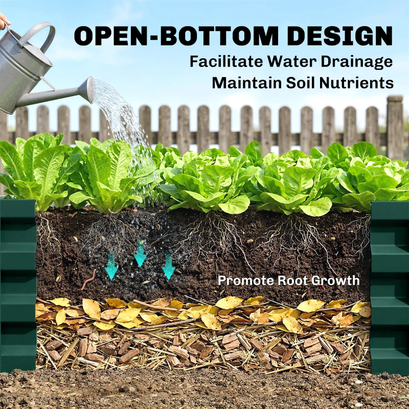 Outsunny Galvanized Raised Garden Bed, Outdoor Planter Box for Vegetables, Flowers, Herbs, 4' x 2' x 1', Dark Green