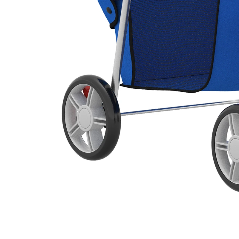 PawHut Pet Stroller with Reflective Strips, Foldable Cat Stroller with 360° Swivel Wheels for Small Dogs and Cats, Blue