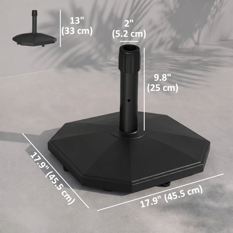 Outsunny 48lbs Concrete Square Patio Umbrella Base Weight, Outdoor Umbrella Stand Holder for Lawn, Deck, Backyard, Garden, Black