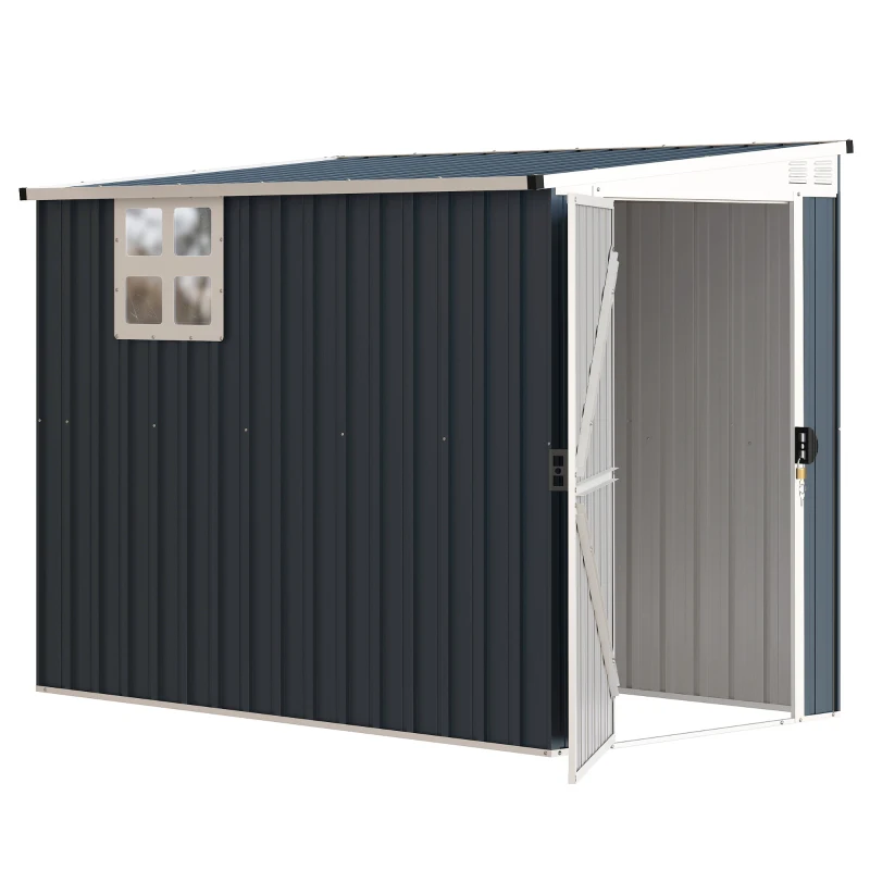 Outsunny 4' x 8' Outdoor Storage Shed, Metal Garden Shed with Window, 2 Vents and Lockable Door for Backyard, Garden, Patio