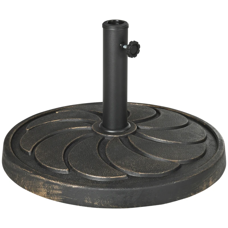 Outsunny 40 lb Heavy Duty Patio Umbrella Base, 21" Round Resin Market Umbrella Stand for Outdoor, Garden, Backyard, Bronze