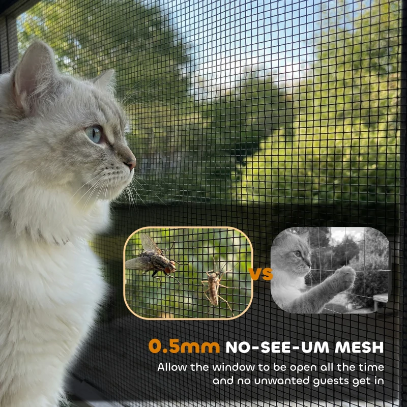 PawHut Catio Outdoor Cat Enclosure Wall-Mounted 2-Level Outdoor Cat House with Waterproof Roof 39.4" Grey