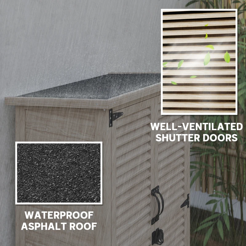 Outsunny 30" x 20" x 47" Wooden Garden Shed, Outdoor Storage Shed with Waterproof Asphalt Roof, Shelves, Natural