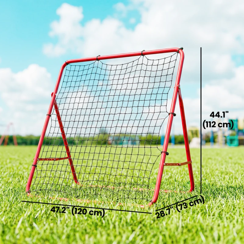 Soozier Soccer 5 Angles Adjustable Soccer Rebounder Net, Multi-Sport Training Bounce Back Net, Red