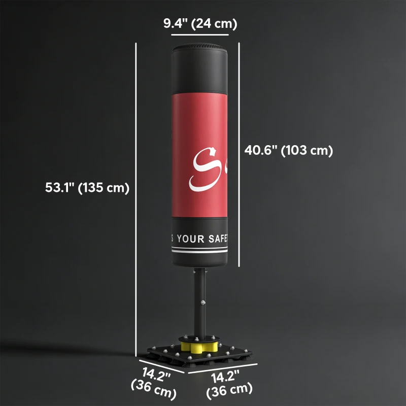 Soozier Freestanding Punching Bag for Adults, 53" Heavy Duty Boxing Bag with 12 Suction Cups, Boxing Equipment with Stand