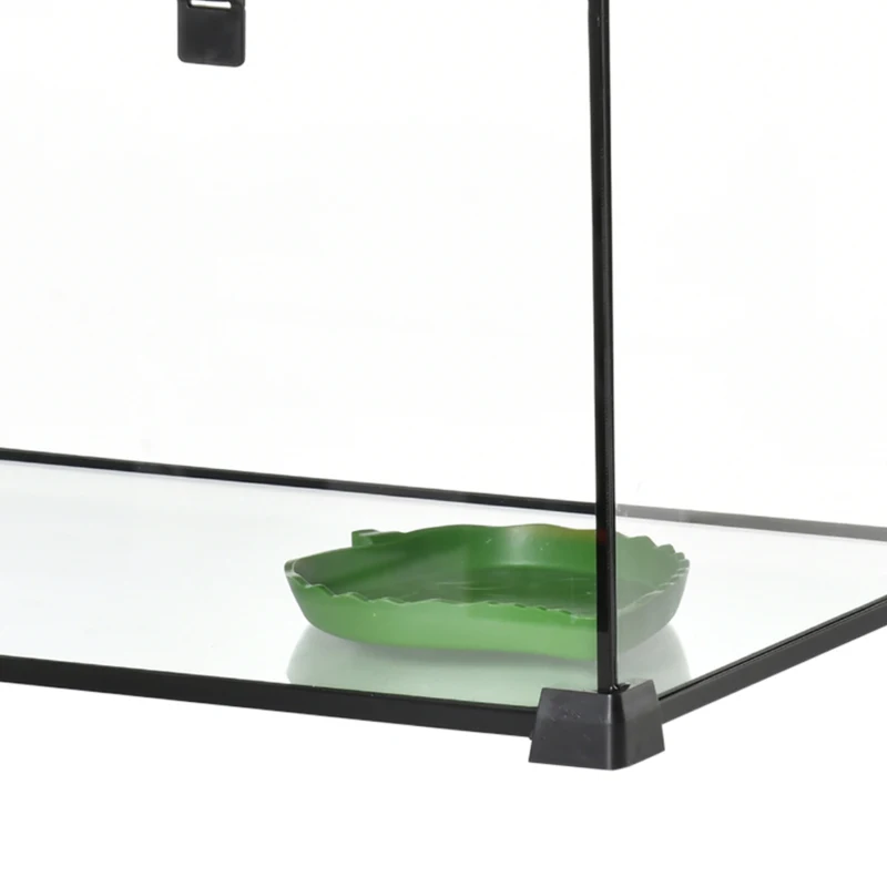 PawHut Glass Reptile Terrarium with Thermometer, Water Basin, Full View Visually for Lizards, Horned Frogs, Snakes, Spiders