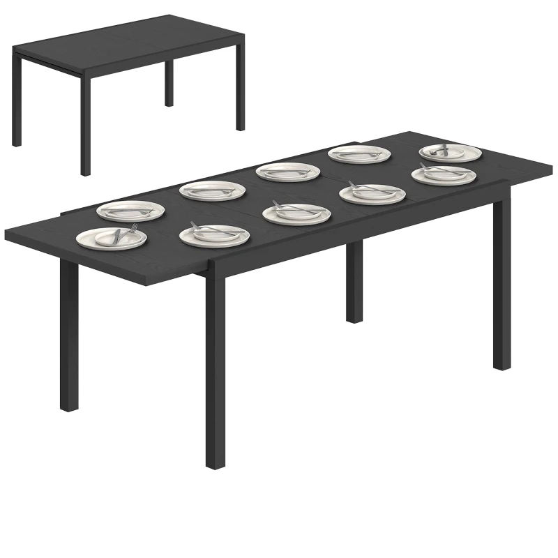 Outsunny Expandable Patio Dining Table for 8-10 People, 60.6"/84.3" Aluminum Outdoor Dining Table with Adjustable Foot Pads