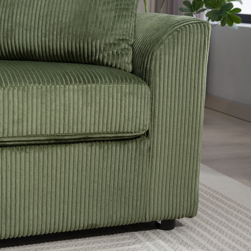 HOMCOM 3 Seater Sofa, 83.5" Modern Upholstered Couch with Pocket Spring and 2 Scatter Cushions for Living Room, Green