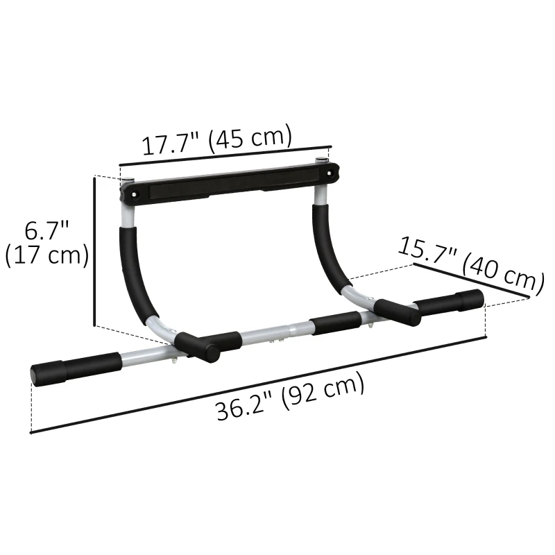 Soozier Pull-Up Bar for Doorway, Home Fitness Door Horizontal Chin up Bar for Indoor Gym Upper Body Workout, Grey