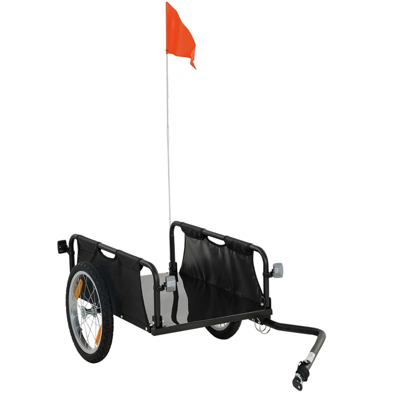 Soozier Bike Cargo Trailer, Bicycle Trailer Wagon Cart with Quick Release 16" Pneumatic Wheels, Red Flag