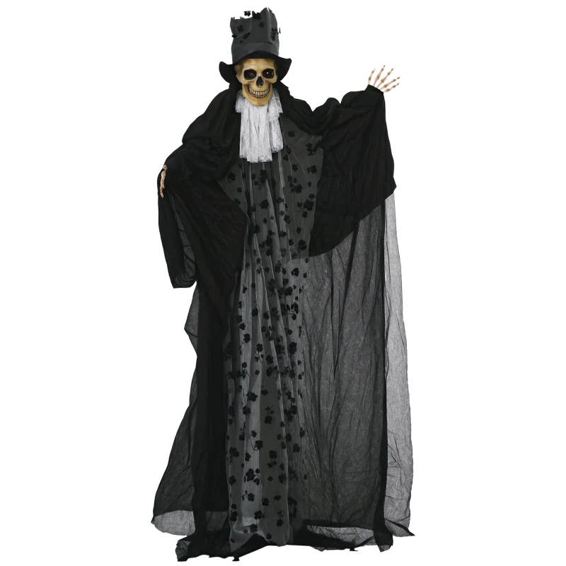 Outsunny 6FT Life Size Halloween Animatronics, Animated Grim Reaper Groom with Sound Motion Activated & Light Up Eyes