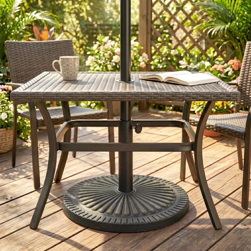 Outsunny 31 lbs Resin Round Market Umbrella Base Holder 19" Decorative Parasol Stand for Patio, Outdoor, Backyard, Bronze