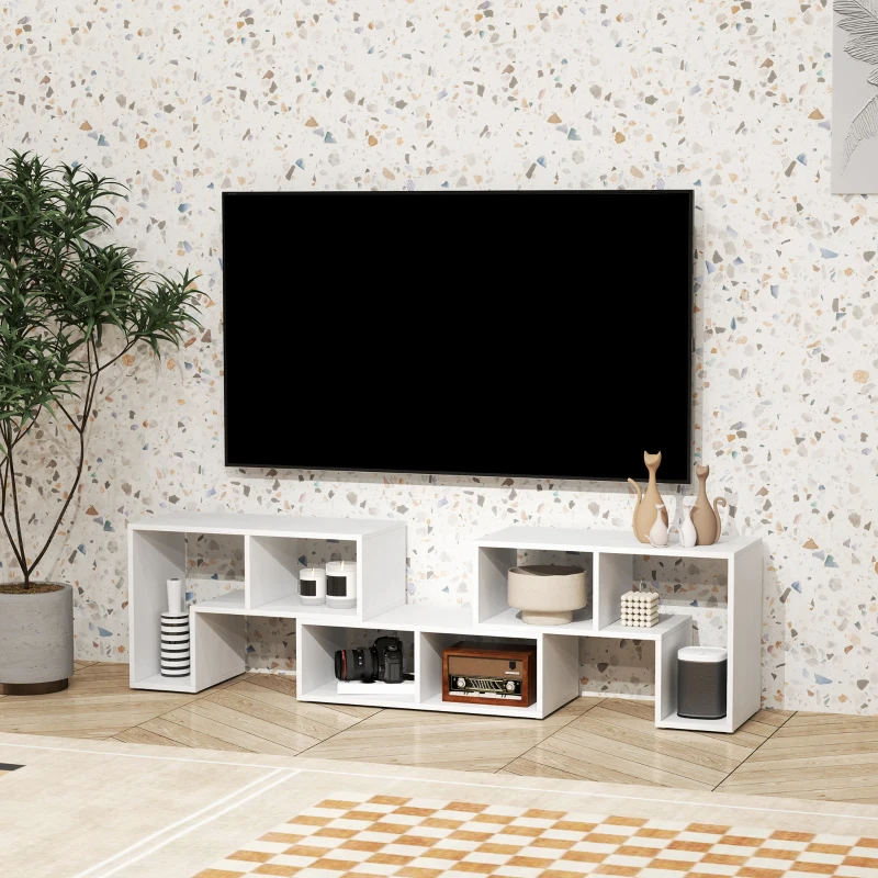 HOMCOM TV Stand for TVs up to 75", 3-Piece Modular TV Console with Open Storage Shelves, White
